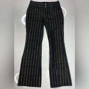 Alice + Olivia Stripped Flare Pants Women Size 2 Black Gold